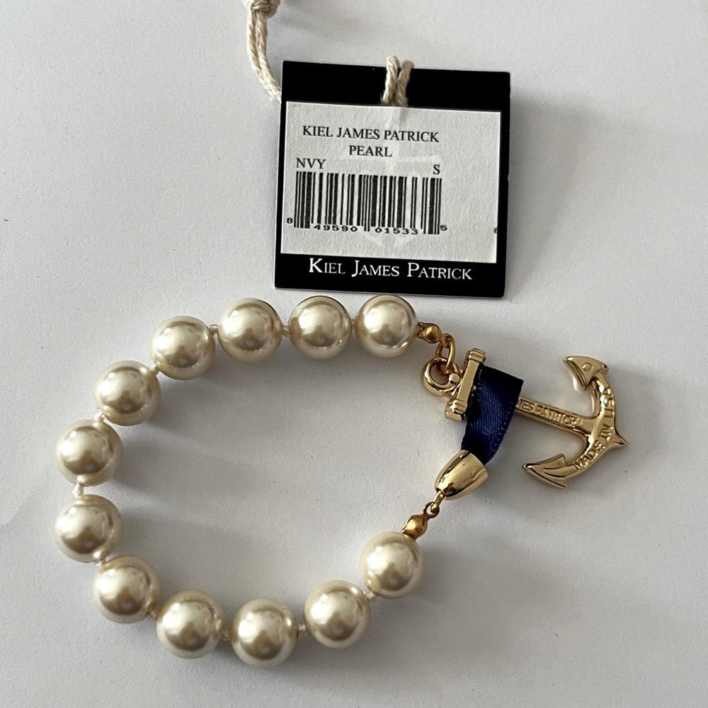 NWT Kiel James Patrick Anchor Atlantic Pearl Bracelet, Size S